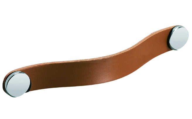 Maner Flexa din piele bej pentru mobilier, cu ornament crom lucios